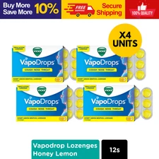 4 x Vicks Honey Lemon Lozenges Relief Cough, Sore Throat, Clear Block Nose