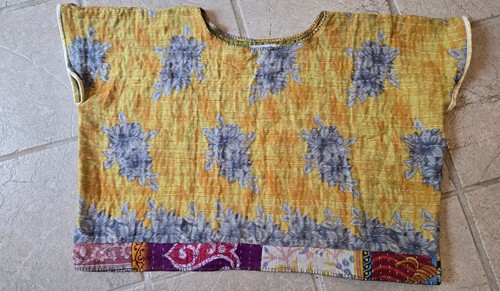 1X-2X Kantha Quilt Cropped Top Handmade OOAK Don't Throw It Out - Picture 6 of 7