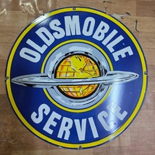 Oldsmobile Service Porcelain Enamel Sign 29 X 29 Inches Oldsmobile Service Porcelain Enamel Sign 29 X 29 Inches