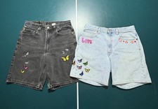 Vintage Levis 550 Relaxed Fit Jean Shorts Light & Dark Wash Denim Custom Patches