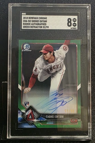 2018 Bowman Chrome Shohei Ohtani Rookie Auto Green Refractor /99 SGC 8