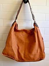 Tylie Malibu Boho Leather Hobo Bag w/ Hand Painted Floral Rhinestone strap