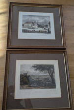 2x kolorierter Holzstich Fulda Panorama / Denkmal Heil Winfried Bonifacius Kunst