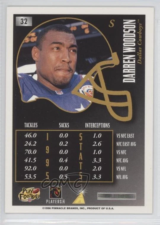 1996 Pinnacle Summit Premium Stock Darren Woodson #32 - Image 2 of 2