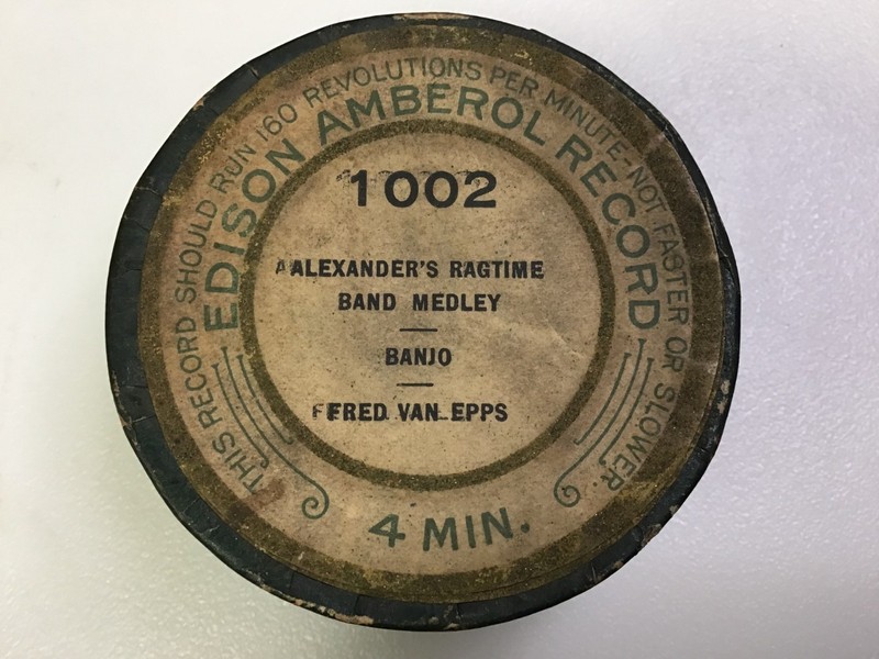 Edison 4 Minute AMBERSOL black wax cylinder #1002 Alexander's Ragtime Band Medly