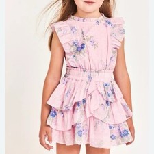 Loveshackfancy Pink Ruffle Floral Dress Girls Kids 4 5