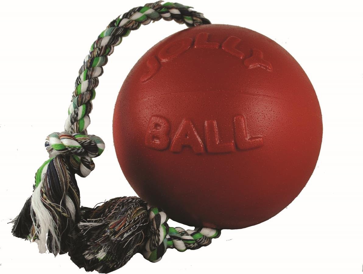 Jolly Pets Romp-n-Roll 6 inch Red  Rubber Ball with Rope for