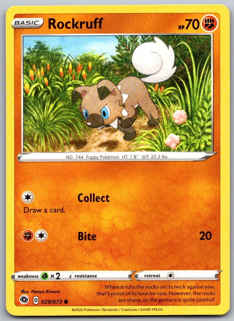 Rockruff 029/073 Common Champion's Path Pokemon Near Mint