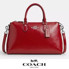 NWT ❤️ Coach Georgia Satchel Bag Silver/Red