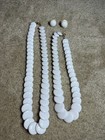Vintage Trifari White Disc Necklaces Lot of 2 And Unmarked White Clip On Earring