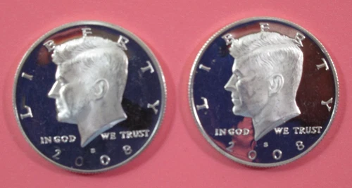 Lot of TWO 2008-S JFK 90% Silver Half Dollar Proof Coin - SK291