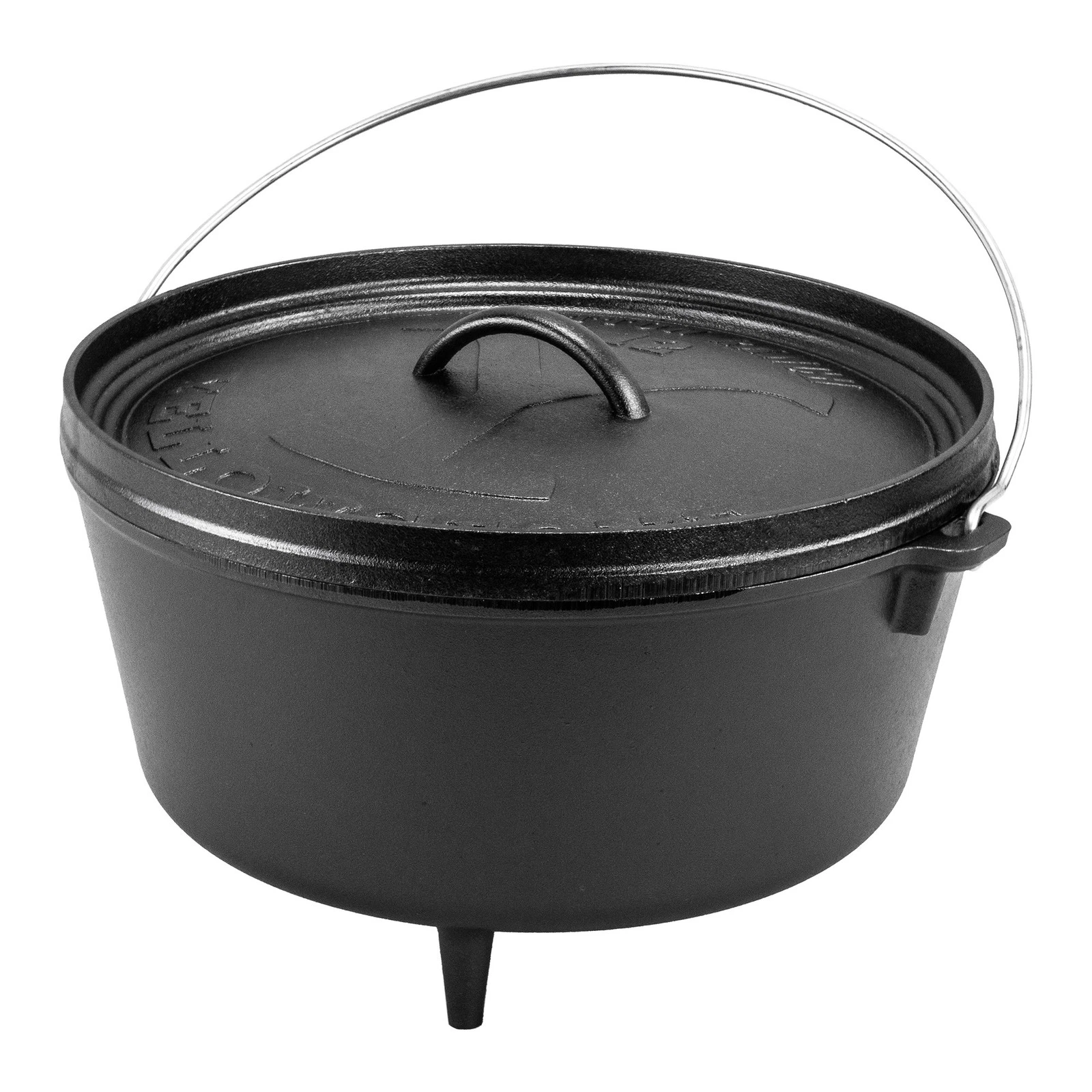 Lodge Yellowstone 8 Quart Seasoned Cast Iron Power Y Deep Camp Dutch Oven, 12
