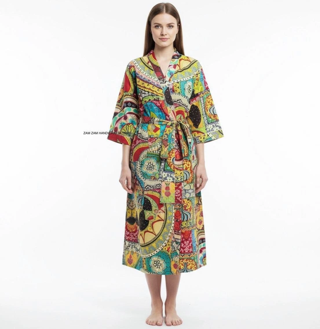 Hand Block Print Kimono Robe, Cotton Bathrobe, Lightweight Cotton Robe,
Opens in a new window or tab