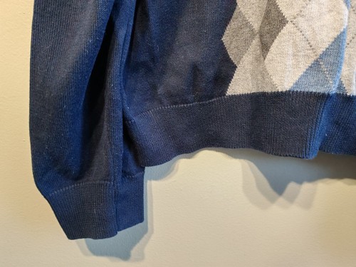 GH Bass Herren Pullover Pulli XXL Navy Blau Argyle Raute V-Ausschnitt Baumwolle Vintage - Bild 2 von 8