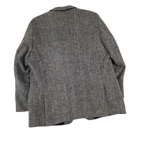 Brook Taverner X Harris Tweed Mens Blazer Jacket 46R Grey 2 Button Herringbone - Picture 4 of 15