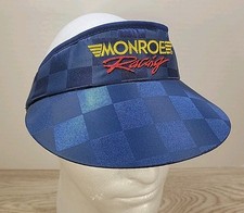 Vintage Monroe Racing Checkered Visor Blue Adjustable