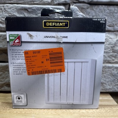 Defiant Wireless or Wired Doorbell Chime  White Bead Board Finish