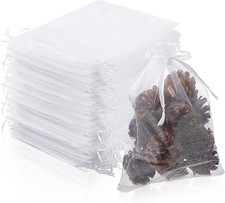 Funtery 200 Pcs Christmas Large Organza Bags 7 X 9 Inch White Organza Party Favo