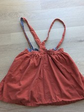 Mini Boden Corduroy Pinafore Skirt Girl 9-10Y Tomato Red Polka Dot Straps