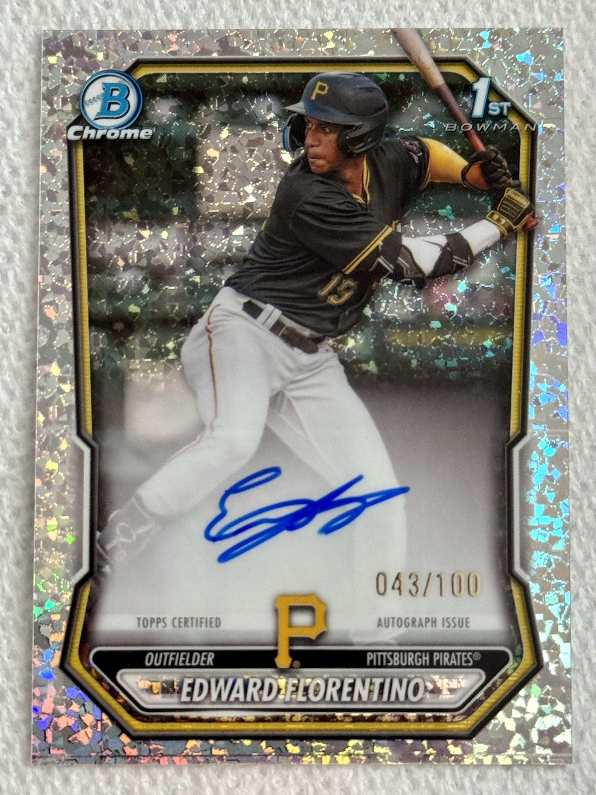 2026 Bowman Chrome Edward Florentino 1st Mini Diamond Refractor Auto /100