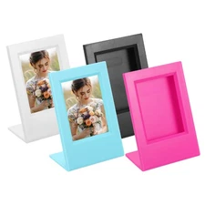 4 Pcs Mini Picture Frames 3.8 x 2.7 Inch Photo Frame, Black/White & Red/Blue