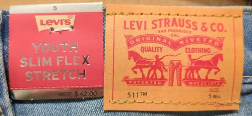 Levi's Youth Boy's 5 511 Slim Flex Stretch Adjustable Denim Jean Found -R1-A - Picture 6 of 12