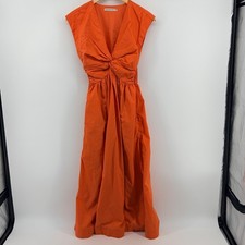 Abercrombie & Fitch Orange Knot-Front Smocked Back Maxi Dress XSP Petite