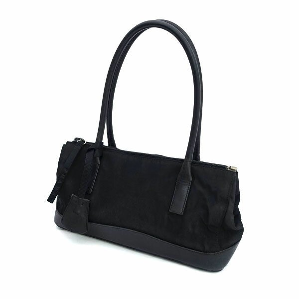 Prada Black Nylon Semi-Shoulder Handbag Pre-Owned Luxury Bag