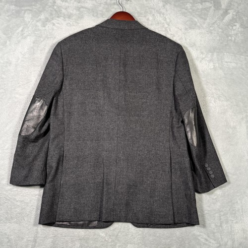 Paul Stuart Blazer Jacket Mens 42R Gray Wool Plaid Elbow Patch Classic - Picture 12 of 13