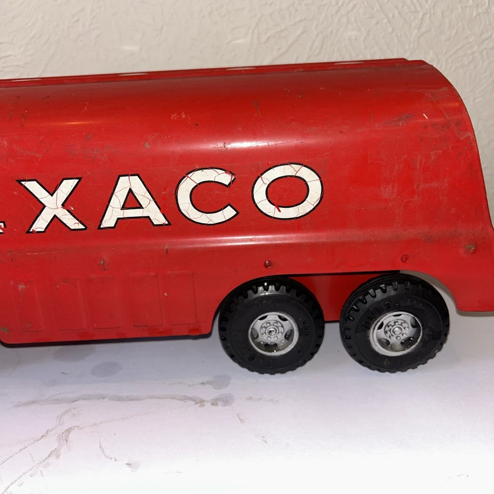 VTG Buddy L Texaco Tanker Truck Toy Pressed Steel Red 1950s - Image 4 of 4