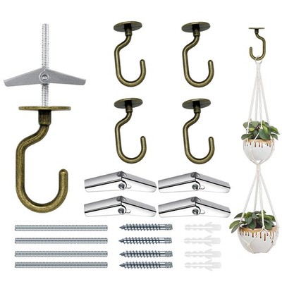 Antique Brass Swag Ceiling Hooks 4 PCS Hardware Hanging Plants Heavy Duty