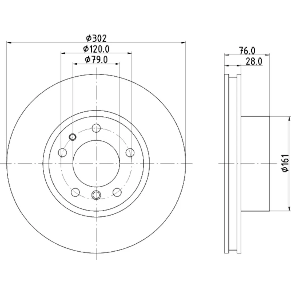 Rotor de freno de disco Hella Pagid 355122072 para modelos BMW seleccionados 88-95 Foto 2 de 4