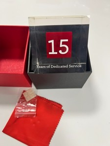 NEW in Box WELLS FARGO 15 Years Anniversary Employee Service Acrylic Cube & Pin