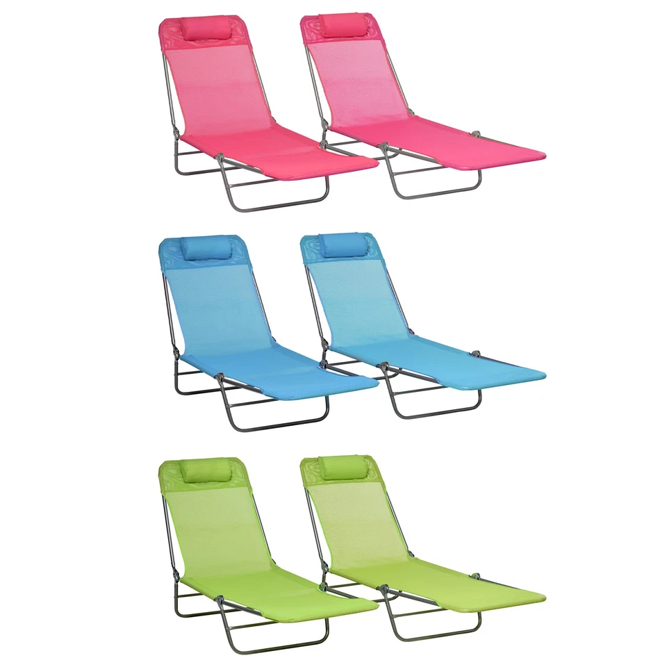 Outsunny 2-piece Folding Chaise Lounge with Adjustable Backrest