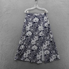 Talbots Floral A Line Skirt Small Petite Navy White Cotton Blend Women Summer