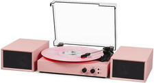 Vinyl Record Player with Bluetooth and External Stereo Speakers,  Vinyl to MP3