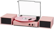 Vinyl Record Player with Bluetooth and External Stereo Speakers, | Vinyl to MP3