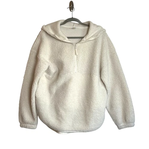 OFF WHITE Felpa con cappuccio tunica donna sherpa pile quarto zip Oldy Navyia t Manna pannaize