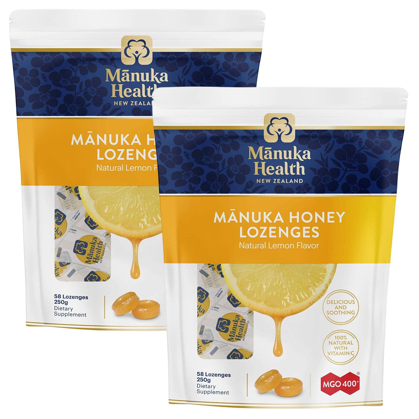 Manuka Health MGO 400+ Manuka Honig Zitrone Tropfen 250g 2er Pack Immununterstützung