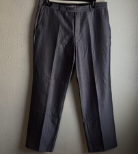 PRADA Size 36 Grey Blue Striped Flat Front Dress Pants