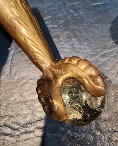 4er Set Antik Messing Glas Kugel Kralle Fuß Hocker Möbelbeschläge Verziert - Bild 8 von 10