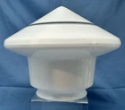 Art Deco Milk Glass Shade w/ Black Pinstripes Pyramid style
