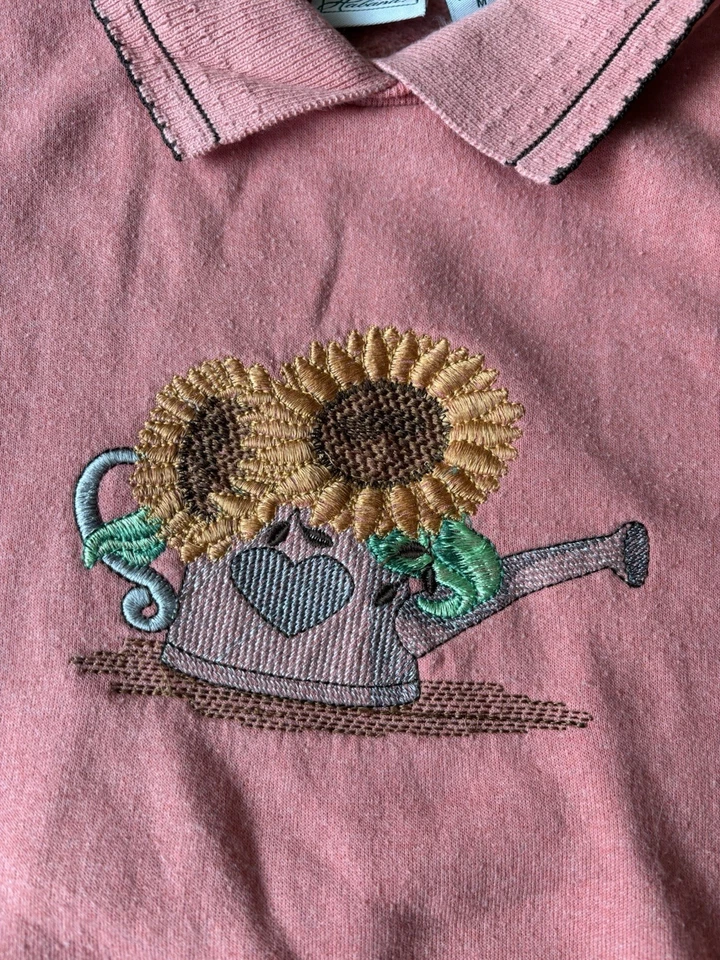 Винтажный Haband 90-х годов подсолнечника полив может розовый толстовка свитер пуловер средний - Изображение 2 из 4