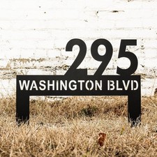 Personalized Metal Address Stake, Modern Address Sign, Custom House Numbers