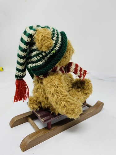 Russ Peluche Alpine Lodge Trineos Oso de Peluche en 7" Trineo Tejido Sombrero Bufanda #4671 - Imagen 4 de 11
