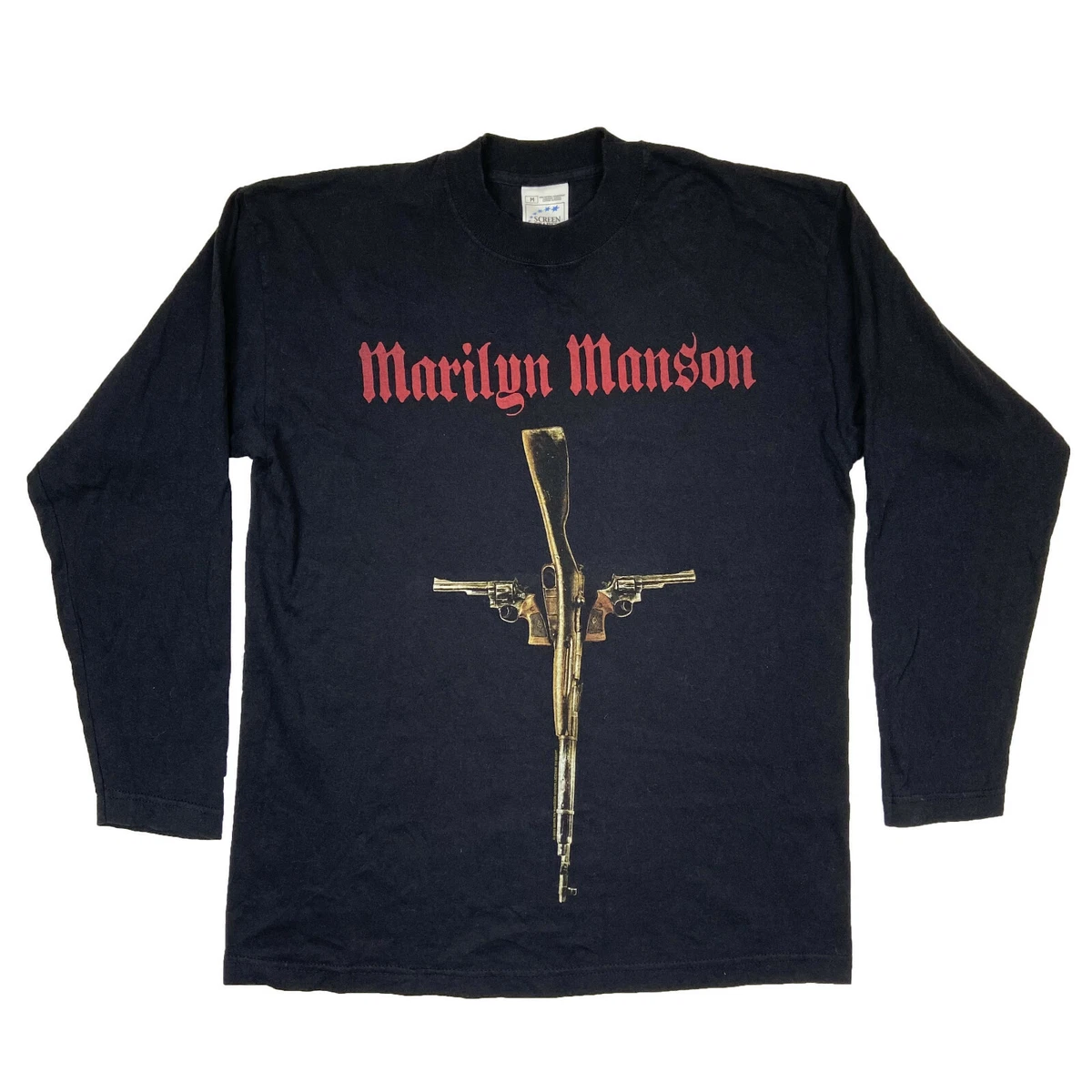 Vintage Marilyn Manson Guns 2000 Long Sleeve T Shirt Size M