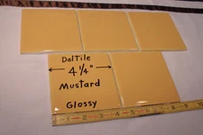 5 pcs. Mustard: Glossy Ceramic Tiles by Daltile, 4-1/4" New Stock, Yellow-Gold