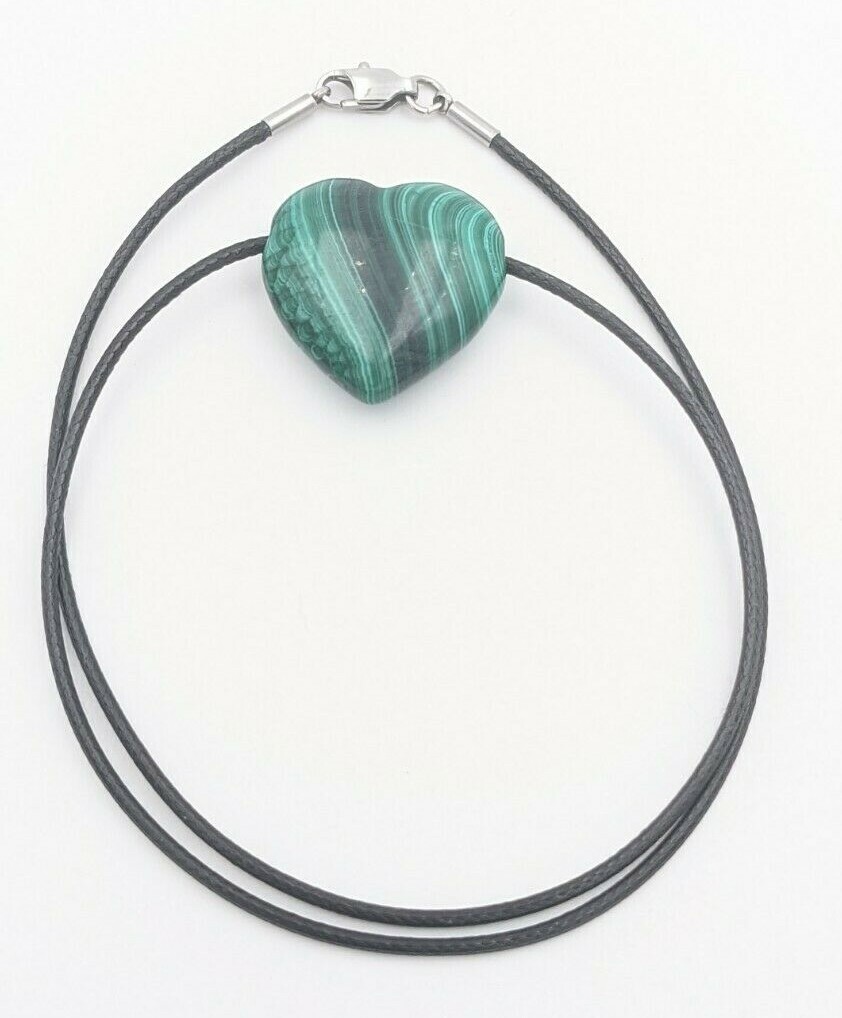 Pendentif malachite véritable de qualité AA en forme de cœur ciselé pour femme