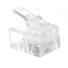 50 Pieces Phone/Data RJ11 Crimp Connectors for Stranded Wire 6P4C 31D0-6P4CS