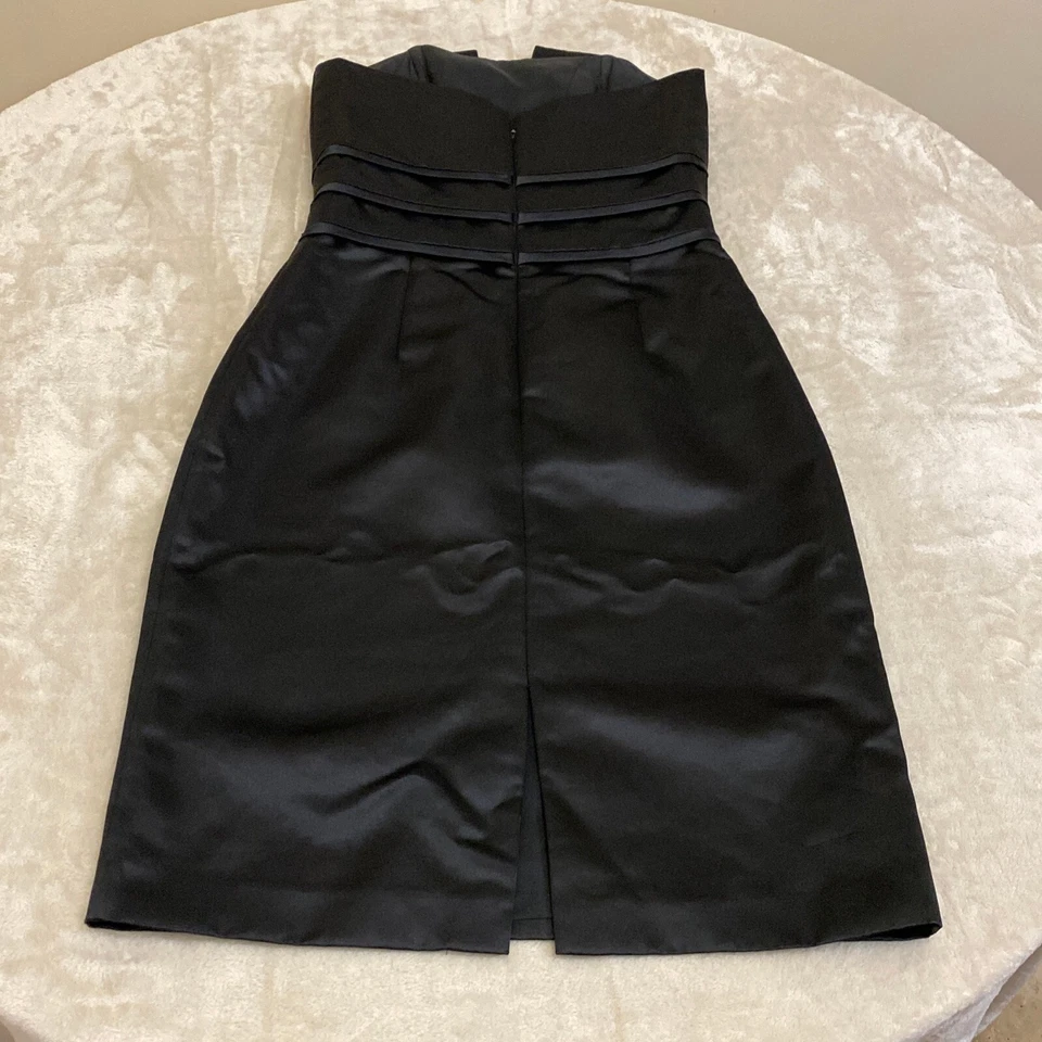 Vestido vaquero forrado sin tirantes negro White House Black Market para mujer talla 4 Foto 2 de 4